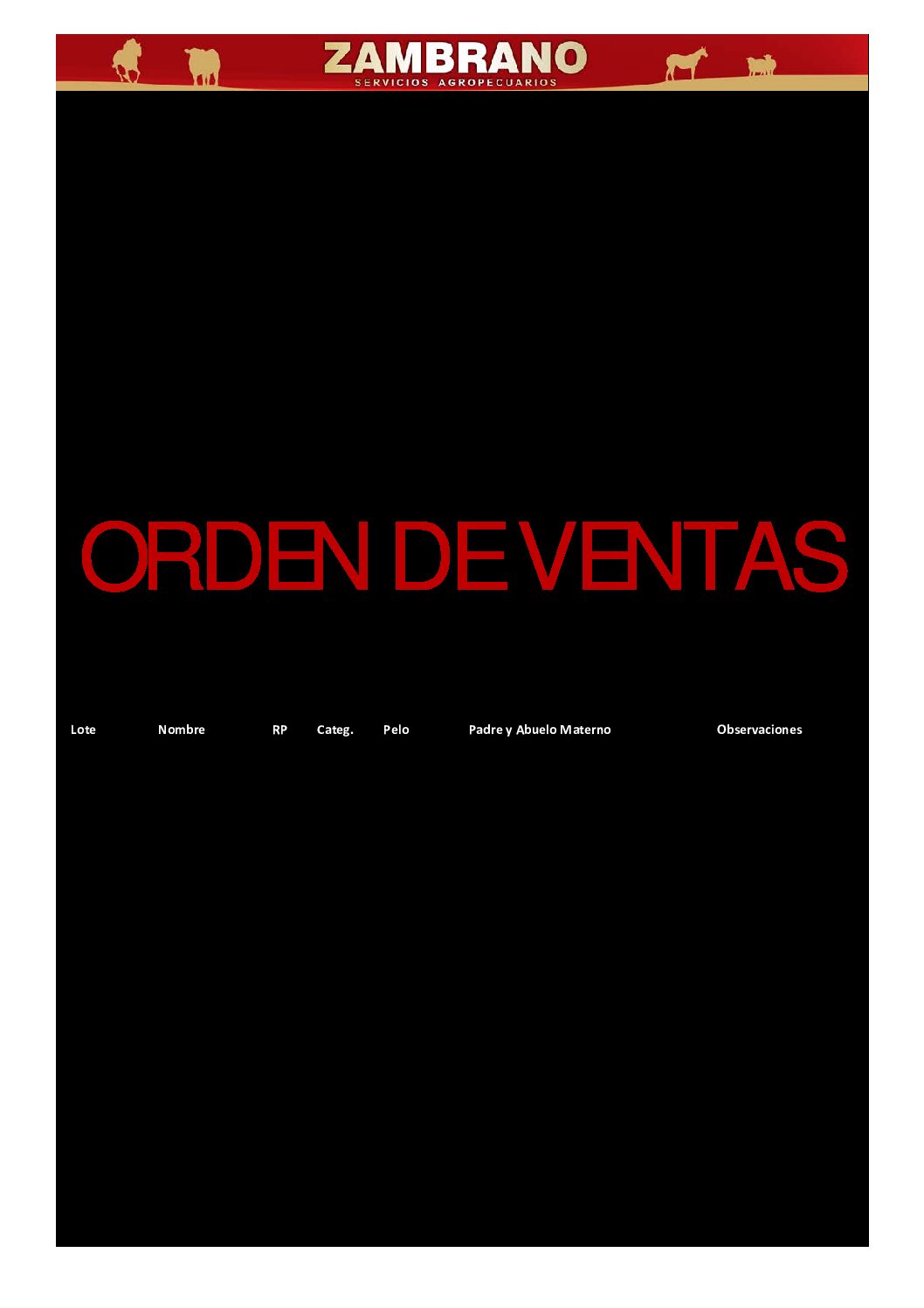 Orden de ventas